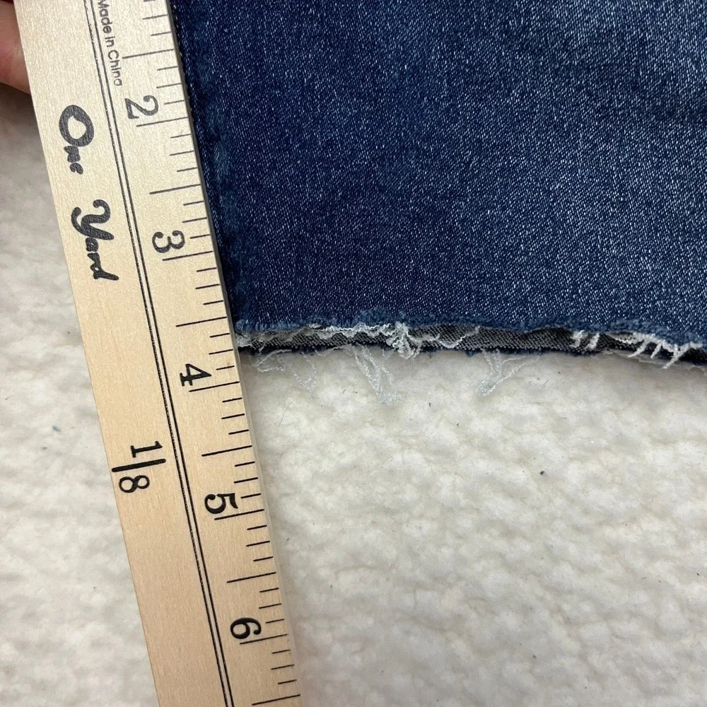 Curve Appeal Denim Shorts‎ Womens 6/28 Blue Dark Wash Raw Hem High Rise Stretch